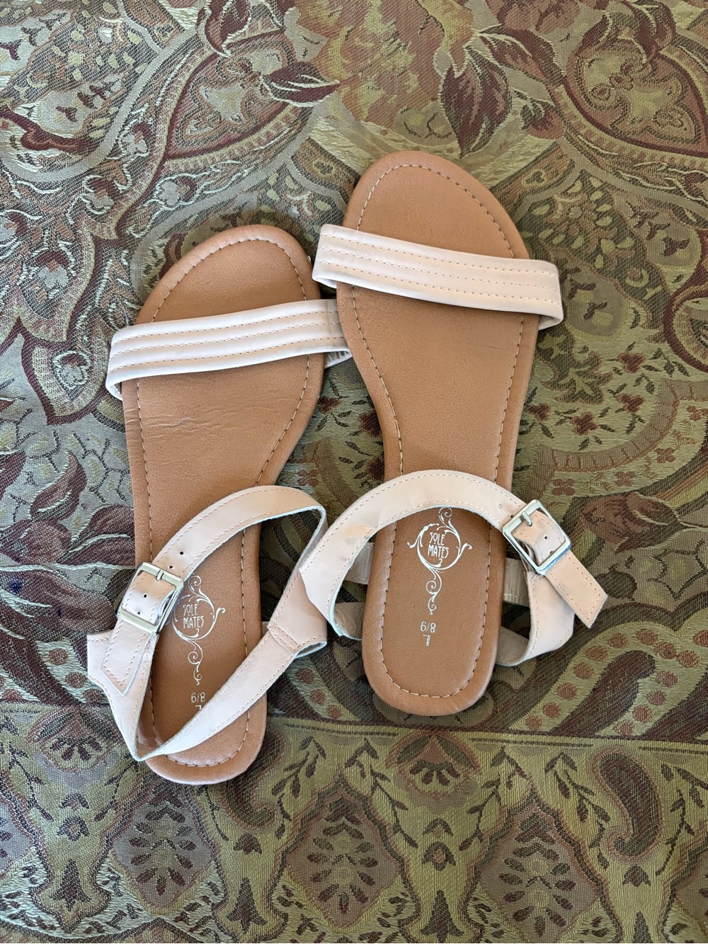White Strappy Flat Sandals by